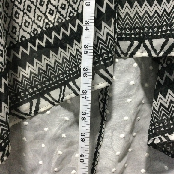 Lane Bryant Black and White Geometric Swim Coverup with Beaded V-Neck - Picture 6 of 7